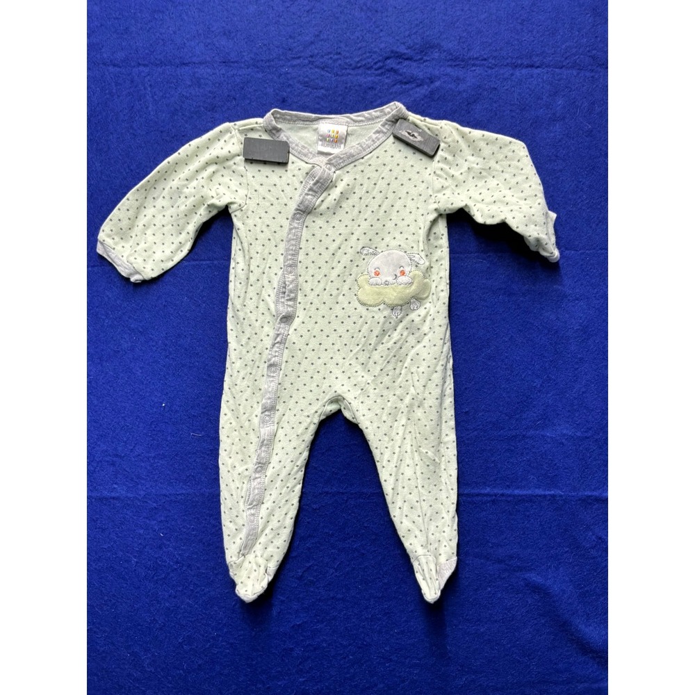 Celestial Baby Absorba Footed Sleeper 6-9M Green Star Bunny Rabbit Pajamas